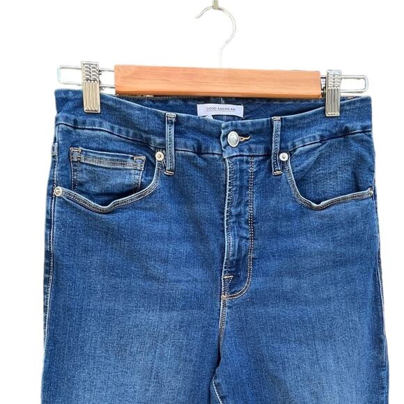 Good American Jeans Good Waist Crop High Rise Skinny Frayed Hem Womens Sz 6 28 - Picture 3 of 11